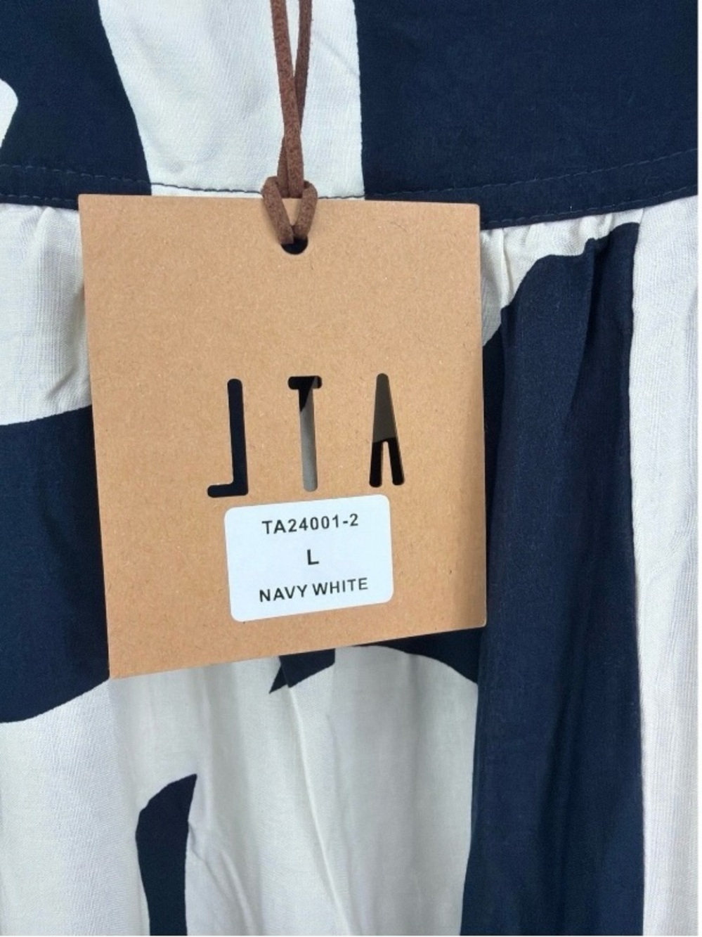 Abel The Label Maxi Dress L Navy White Abstract Tiered NWT Anthropologie Style - Picture 11 of 16